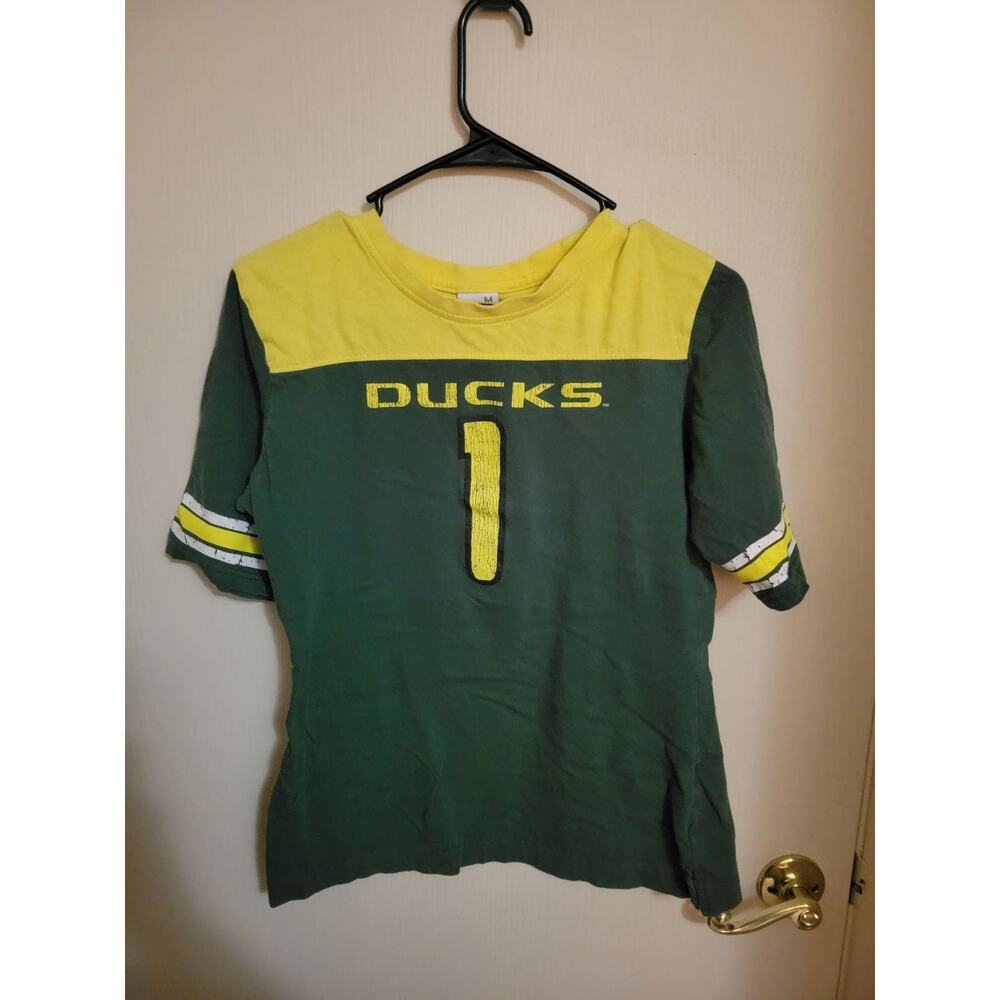 Nike Women's Medium Oregon DUCKS Shirt Green Yellow 100% Cotton